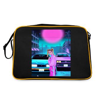 Vaporwave Esthétique Synthwave Car Anime Fille - Sac Retro - noir/or - Dos