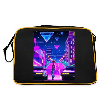 Vaporwave Esthétique Synthwave City Anime Girl - Sac Retro - noir/or - Dos