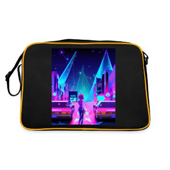 Vaporwave Esthétique Synthwave City Anime Girl - Sac Retro - noir/or - Dos