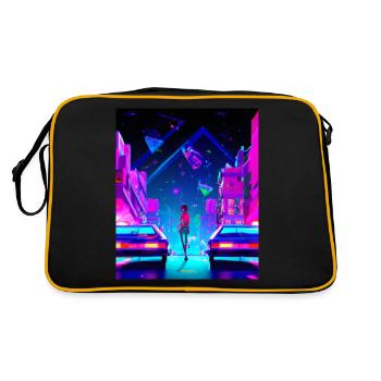 Vaporwave Esthétique Synthwave City Anime Girl - Sac Retro - noir/or - Dos