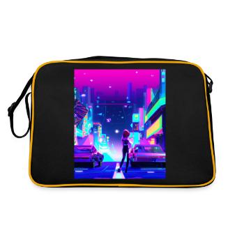 Vaporwave Esthétique Synthwave City Anime Girl - Sac Retro - noir/or - Dos