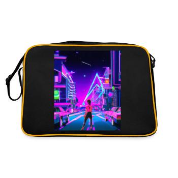 Vaporwave Esthétique Synthwave City Anime Girl - Sac Retro - noir/or - Dos