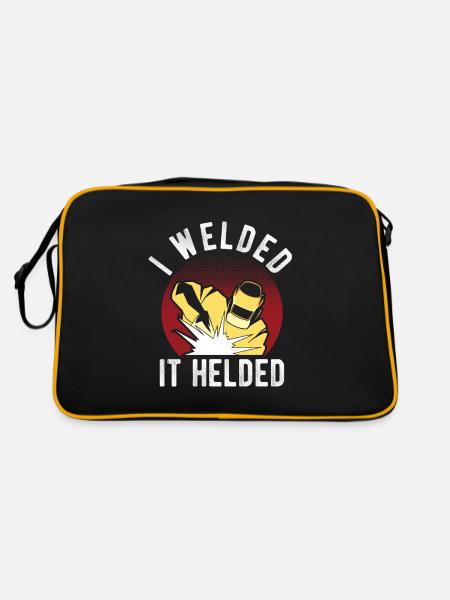 Schweißen Für Schweißer - Retro Tasche - Schwarz/Gold - Hinten