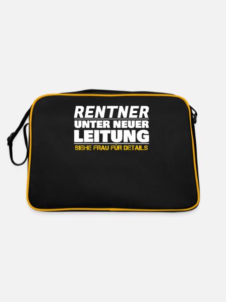 Rentner Spruch Lustiges Geschenk Rente Sarkasmus - Retro Tasche - Schwarz/Gold - Hinten