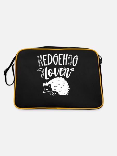 Igel-Liebhaber Süß Haustier Igel Sprüche - Retro Tasche - Schwarz/Gold - Hinten