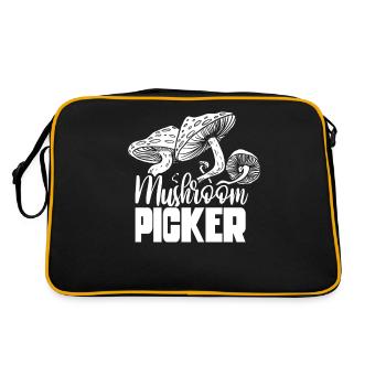 Pilzsammler Pilzesammeln Pilze Pilzesammler - Retro Tasche - Schwarz/Gold - Hinten
