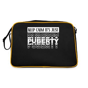 Ruhe Bewahren Es Ist Nur Die Pubertät Erwachsen - Retro Tasche - Schwarz/Gold - Hinten