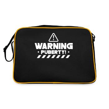 Warnung: Pubertät Teenager Erwachsen Sarkastisch - Retro Tasche - Schwarz/Gold - Hinten