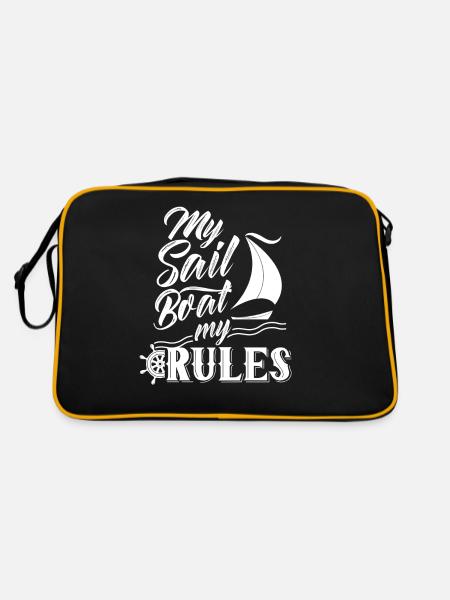 My boat My rules Sailboat Sailors Sailing - Retro Bag - black/gold - Back