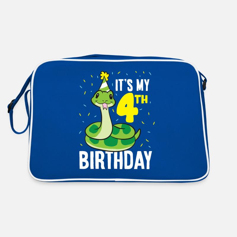 Snakes It's My 4th Birthday 4 Year Old Birthday Retro Tasche