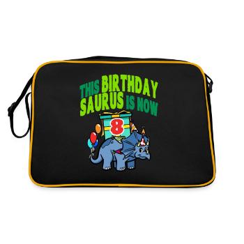 This Birthday Saurus Is Now 8 Dinosaur - Retro Bag - black/gold - Back