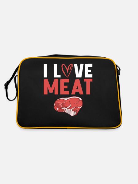 BBQ Grill Boeuf Viande Amoureux Cadeaux - Sac Retro - noir/or - Dos