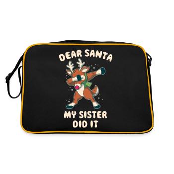 My Sister Did It Lieber Weihnachtsmann Geschenk - Retro Tasche - Schwarz/Gold - Hinten