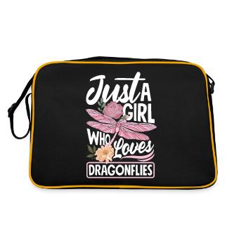 Dragonfly Damselfly Just A Girl Who Loves - Sac Retro - noir/or - Dos