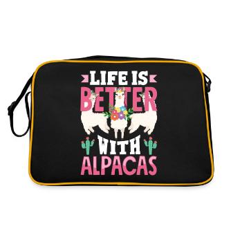 Alpacas Mammals LLamas Alpaca Life Is Better With - Retro Bag - black/gold - Back