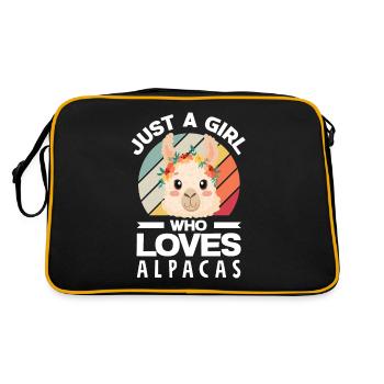 Alpakas Mammals LLamas Alpaka Just A Girl Who - Retro Tasche - Schwarz/Gold - Hinten