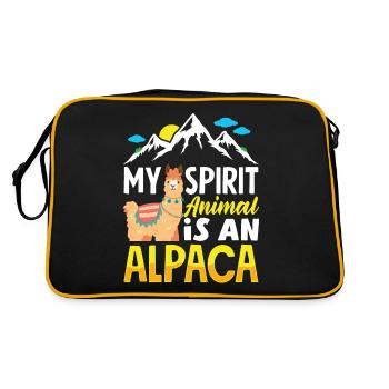 Alpakas Säugetiere LLamas Alpaka Mein Geist Tier ist - Retro Tasche - Schwarz/Gold - Hinten