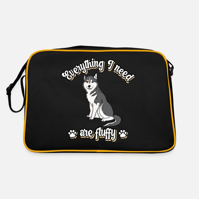 Everything I need are fluffy süßes Hunde Grey Retro Tasche