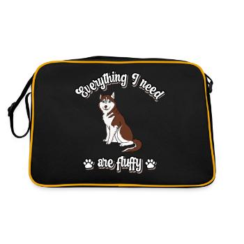Everything I need are fluffy sweet dogs red - Retro Bag - black/gold - Back