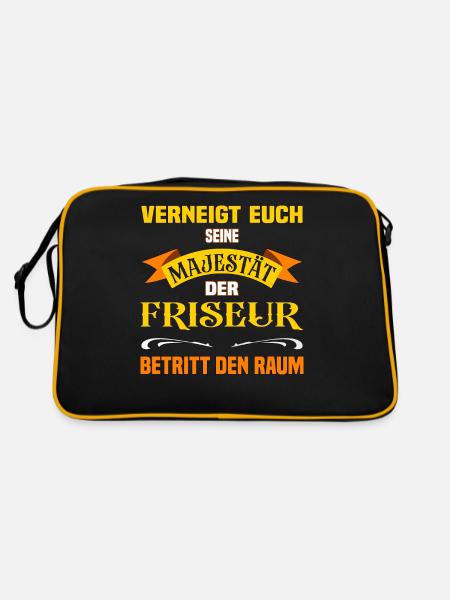 Eure Majestät der Friseur lustiges Beruf - Retro Tasche - Schwarz/Gold - Hinten
