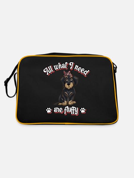 Tout ce dont j’ai besoin est un teckel mignon moelleux - Sac Retro - noir/or - Dos