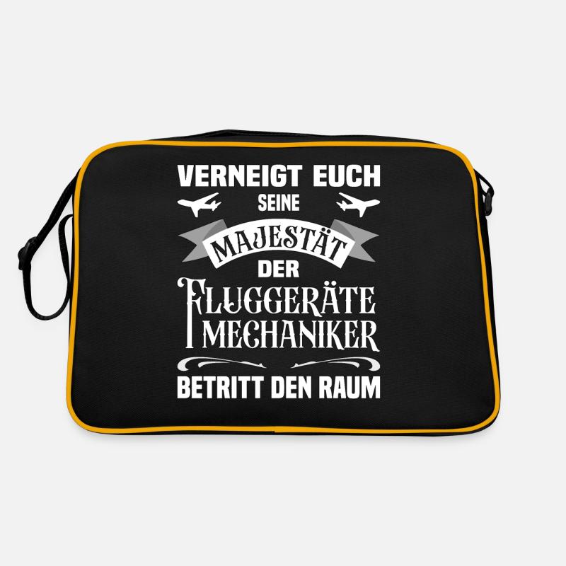 Eure Majestät der Fluggeräte Mechaniker lustiges - Retro Tasche - Schwarz/Gold