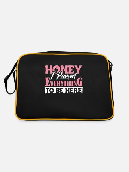 Honey I paused Everything to be Here - Retro Bag - black/gold - Back
