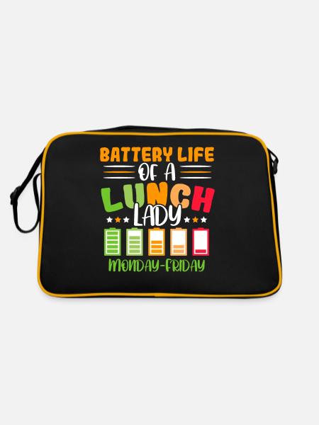 Cafeteria Mitarbeiter Cafeteria-Worker Pensioniert - Retro Tasche - Schwarz/Gold - Hinten