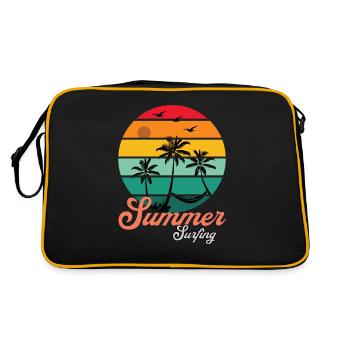 Retro Surfer Sommer Design mit Palmen - Retro Tasche - Schwarz/Gold - Hinten