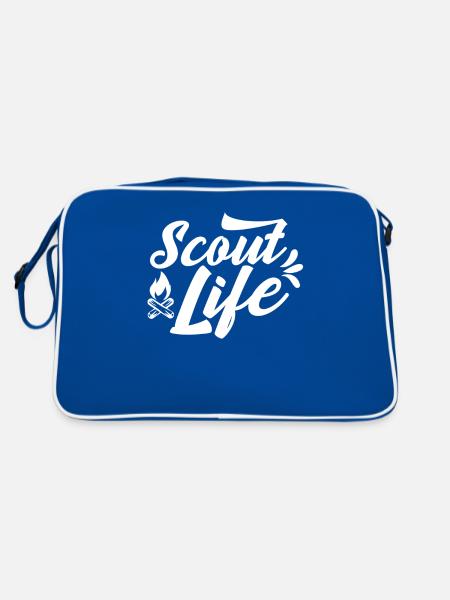 Pfadfinder Leben Sippe Pfadfinden Zeltlager - Retro Tasche - Blau/Weiß - Hinten