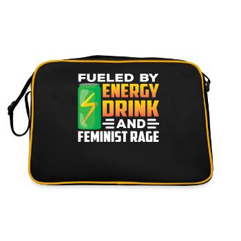 Alimenté par les boissons énergisantes et la colère féministe - Sac Retro - noir/or - Dos