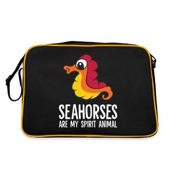 Seepferdchen sind mein Seelentier Niedlicher - Retro Tasche - Schwarz/Gold - Hinten