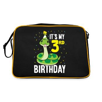 Snakes It's My 3rd Birthday 3 Year Old Birthday - Retro Tasche - Schwarz/Gold - Hinten
