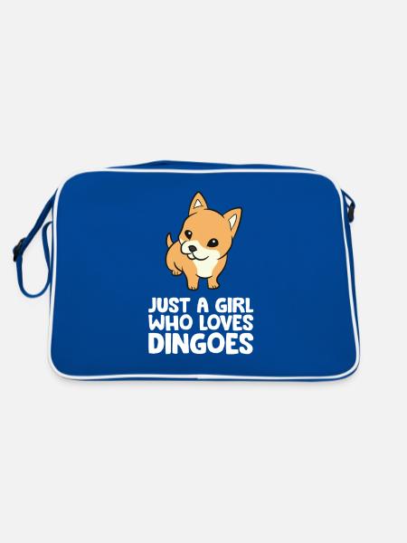 Just a Girl Who Loves Dingoes - Retro Tasche - Blau/Weiß - Hinten
