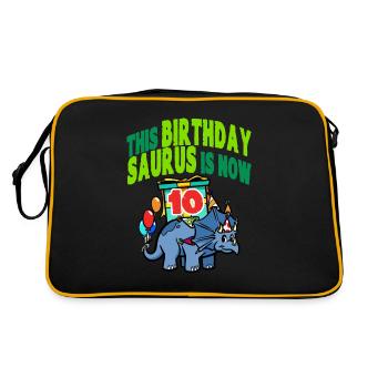 This Birthday Saurus Is Now 10 Dinosaur - Retro Bag - black/gold - Back