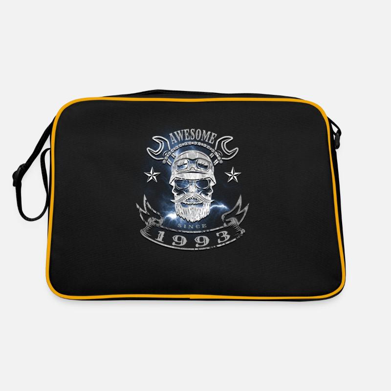 Awesome since 1993, Biker 30. Geburtstag - Retro Tasche - Schwarz/Gold