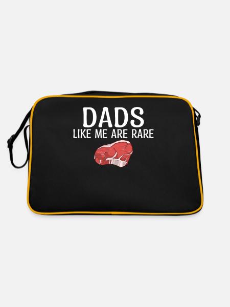 BBQ Grill Rindfleisch Liebhaber Geschenke - Retro Tasche - Schwarz/Gold - Hinten