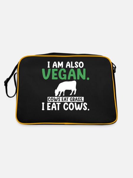 BBQ Grill Rindfleisch Liebhaber Geschenke - Retro Tasche - Schwarz/Gold - Hinten