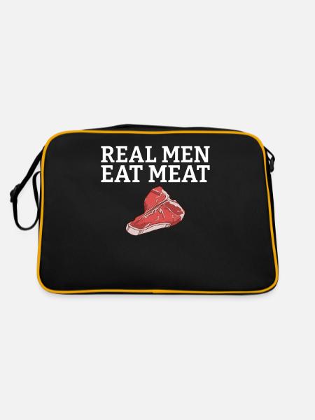 BBQ Grill Boeuf Viande Amoureux Cadeaux - Sac Retro - noir/or - Dos