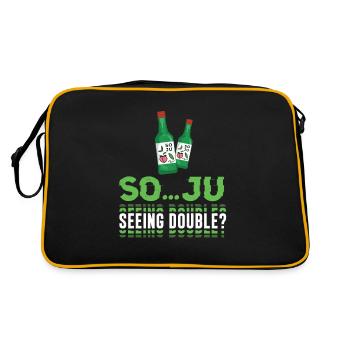 So... Ju Seeing Double? Lustiges Soju - Retro Tasche - Schwarz/Gold - Hinten