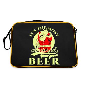 It's The Most Wonderful Time For A Beer Christmas - Retro Tasche - Schwarz/Gold - Hinten