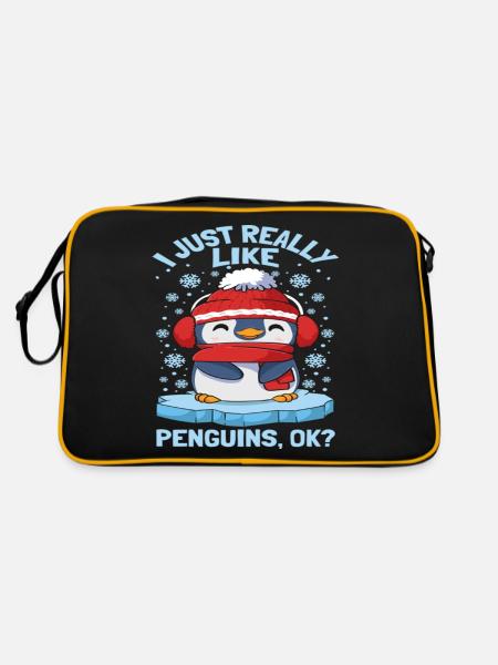 I Just Really Like Penguins Ok - Retro Bag - black/gold - Back