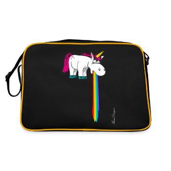 De jolies licornes vomissent dans l’arc-en-ciel de faisceau - Sac Retro - noir/or - Dos