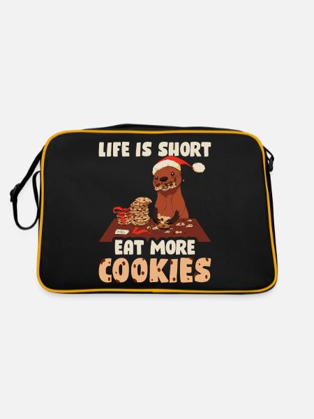 Life Is Short Eat More Cookies Cookie Gift - Retro Bag - black/gold - Back