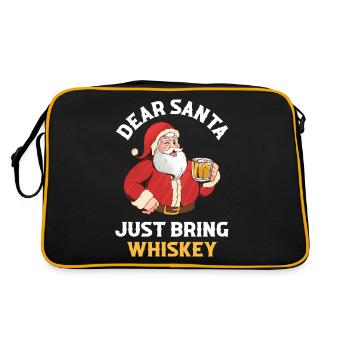 Just Bring Whiskey Lieber Weihnachtsmann Geschenk - Retro Tasche - Schwarz/Gold - Hinten