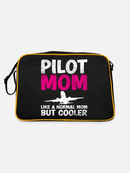 Pilot Mom Wie Eine Normale Mutter, Aber Cooler - Retro Tasche - Schwarz/Gold - Hinten