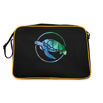 Turtle Cute Girl Love Turtles - Retro Tasche - Schwarz/Gold - Hinten