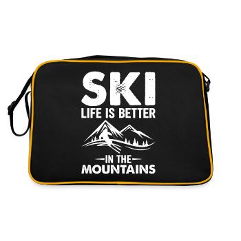 Ski Life Is Better In The Mountains Weiß - Retro Tasche - Schwarz/Gold - Hinten