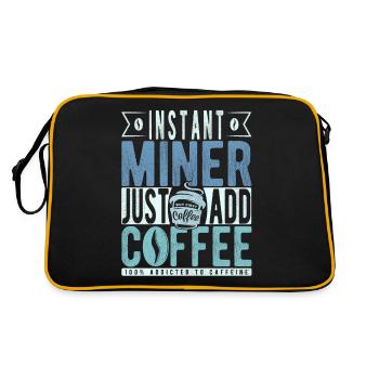 Bergmann Kaffee Spruch - Retro Tasche - Schwarz/Gold - Hinten