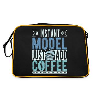 Modell Kaffee Spruch - Retro Tasche - Schwarz/Gold - Hinten